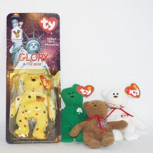 Erin, Maple, Britannia, Glory the Bears - Teenie Beanie Babies 1993 TY, Inc.